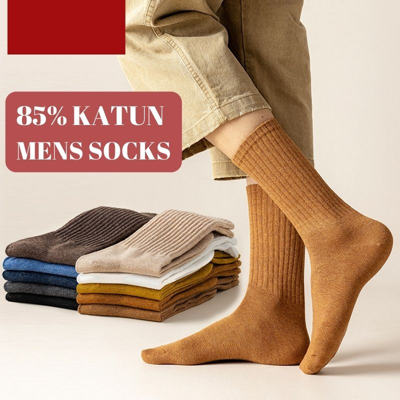 A785 Kaos Kaki Pria Tinggi Sebetis Kaus Kaki Kerja Kaos Kaki Katun Panjang Kasual Import Polos Premium Men's Socks Cotton