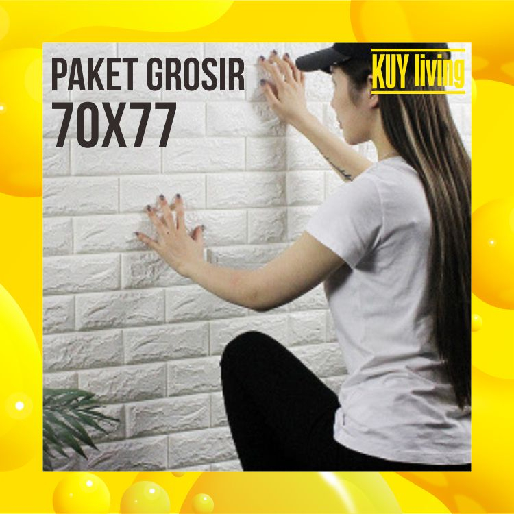 [PAKET 10 LEMBAR] Wallpaper Dinding Foam Timbul 3D Motif Bata Dekorasi Dinding Kamar Stiker Dinding