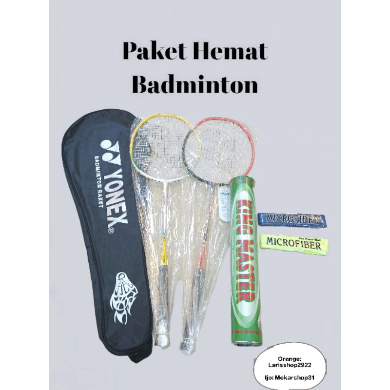 Raket badminton paket lengkap/raket badminton set murah lengkap/badminton rakey yonex set/paket leng
