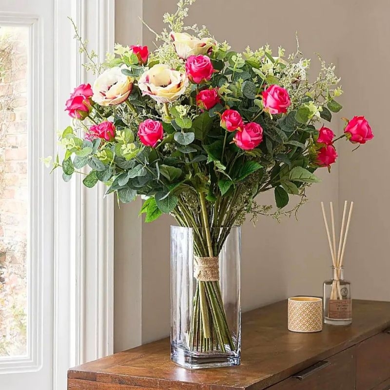 CANV Vas Bunga Kaca Tabung Silinder / Vas Tinggi Bamboo Besar Minimalis / Vas Kaca Bening Hiasan