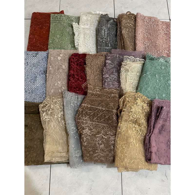 Kain perca brukat tille tulle mutiara bordir