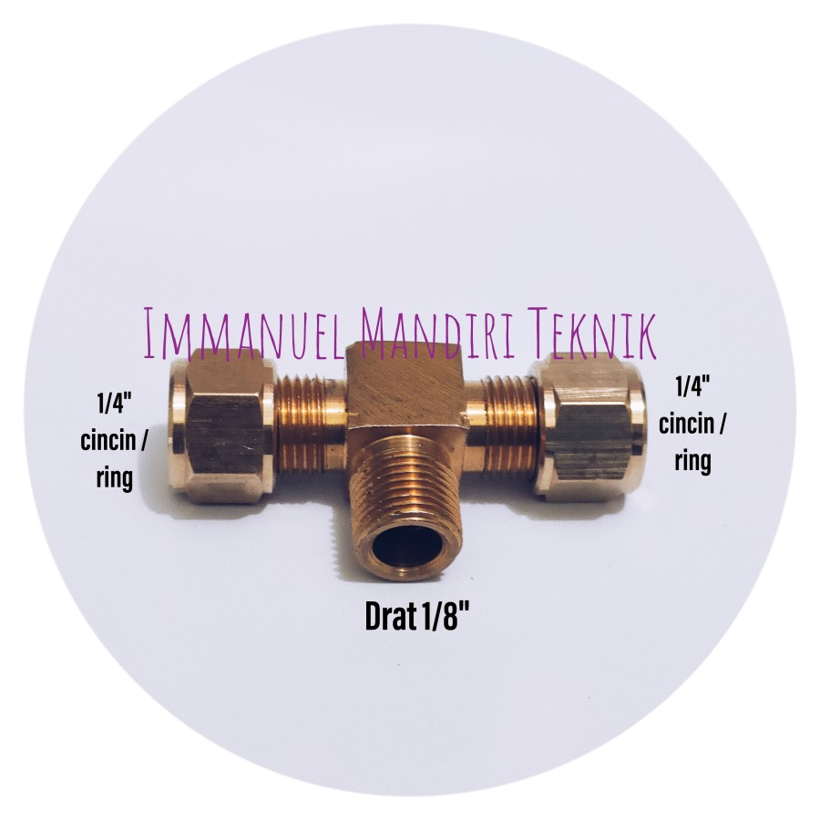 Tee connector 1/8 x 1/4 / Tee Union / Tee Pipa Tembaga 1/8 x 1/4