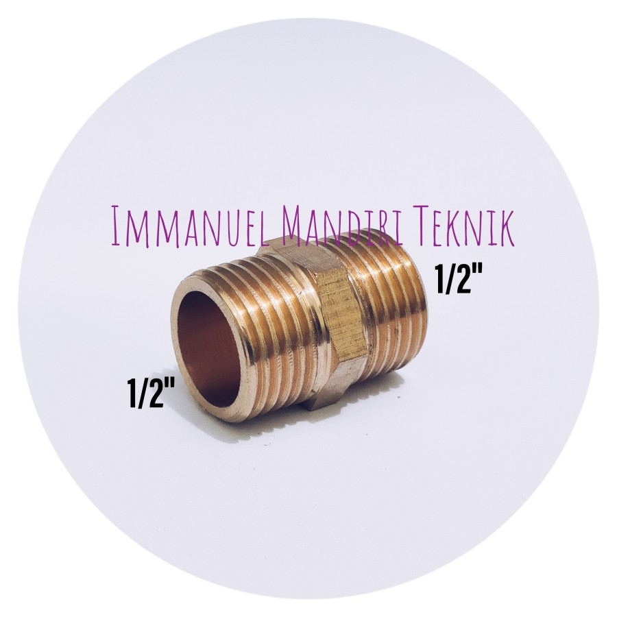 Double nepel 1/2 kuningan / Dobele nepel 1/2 / Double nipple 1/2 brass