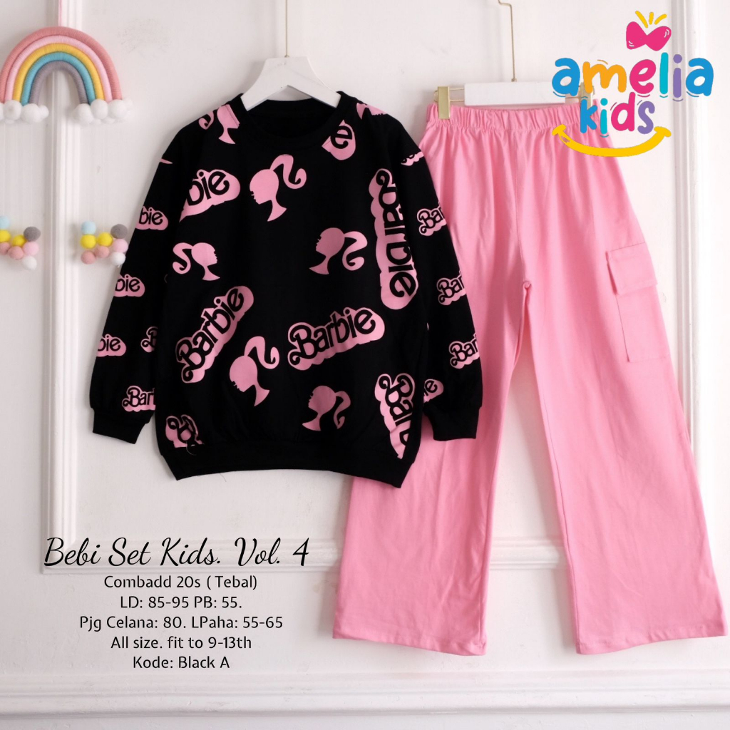 BEBI SET KIDS VOL.4 ORIGINAL BY AMELIA SETELAN BAJU ANAK PEREMPUAN KAOS LENGAN PANJANG DAN CELANA CA
