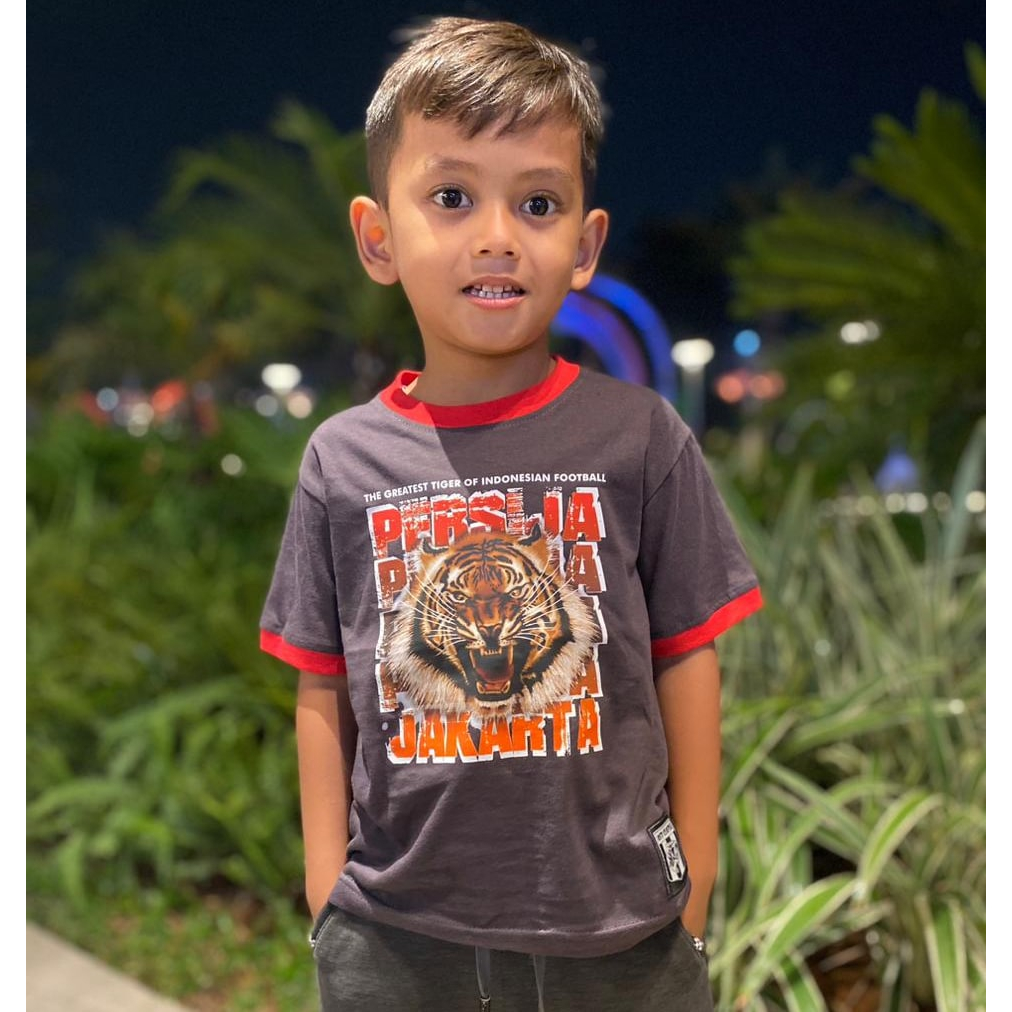 Kaos Persija Anak Kaos Jakmania Persija Jakarta The Jakmania Ringer DARK GREY LIST MERAH