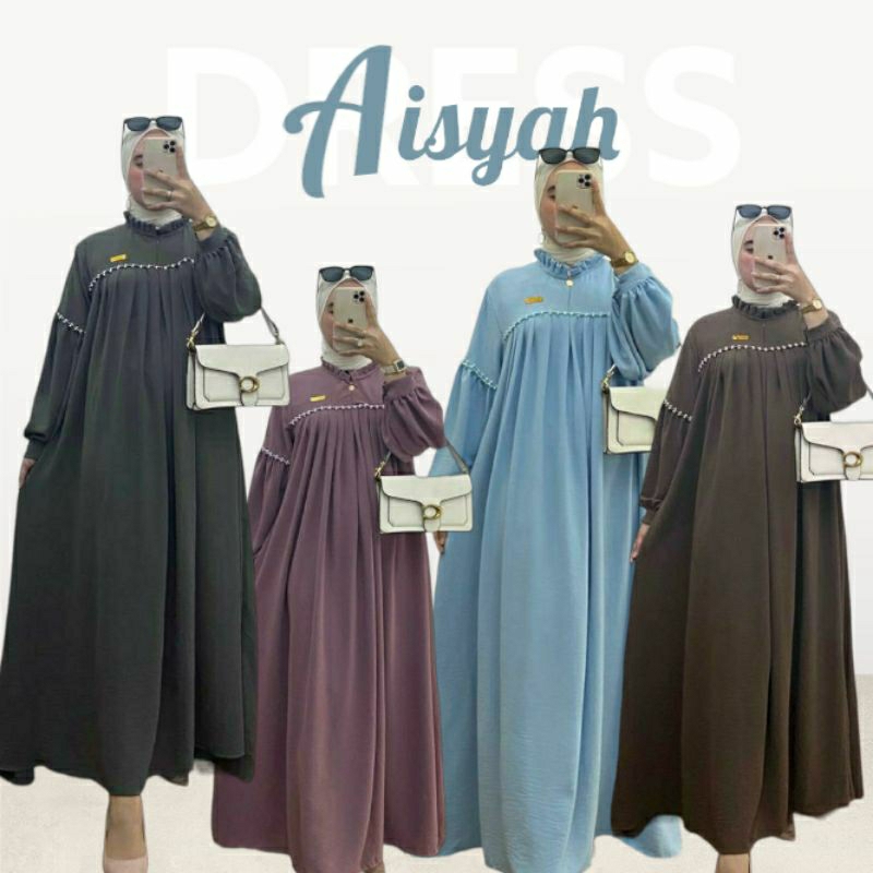 MAIZAYA - AISYAH DRESS - Gamis Crinkle Babydoll Jumbo - Dress Payet Kondangan