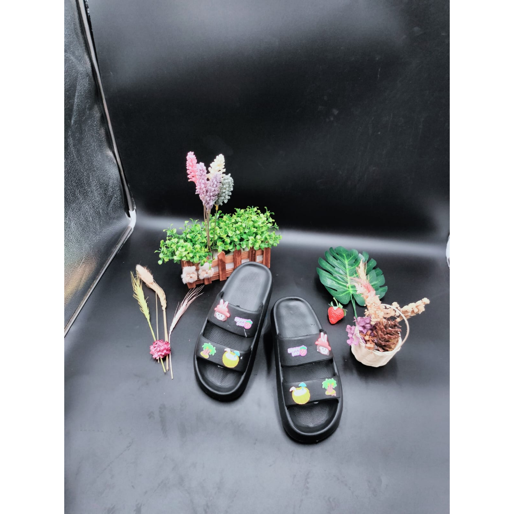 Happy Day Sandal Karet Wanita Dewasa Sandal Rumah Karet Anti Slip Sandal Jelly Wanita Korean Import 9012-9