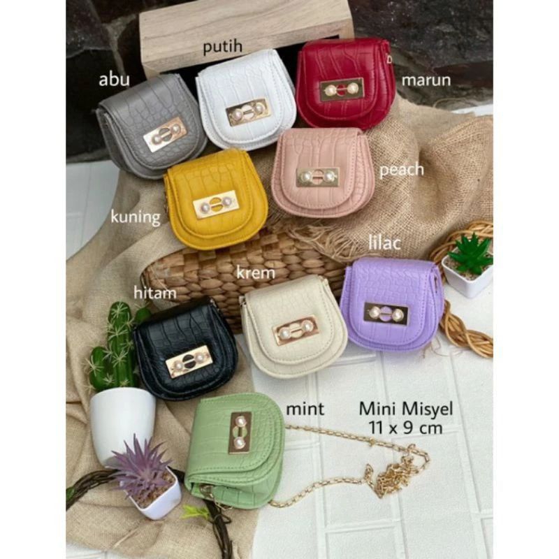 Tas Misyel Mini Pearl Slingbag Gloreta Croco Terbaru