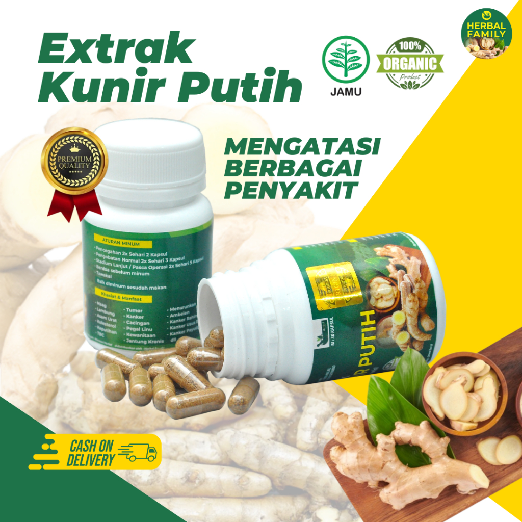 

HERBAL PENYEMBUH MAAG / KANKER / KUNYIT PUTIH / BERKHASIAT TANPA EFEK SAMPING / ORIGINAL / 30 PCS