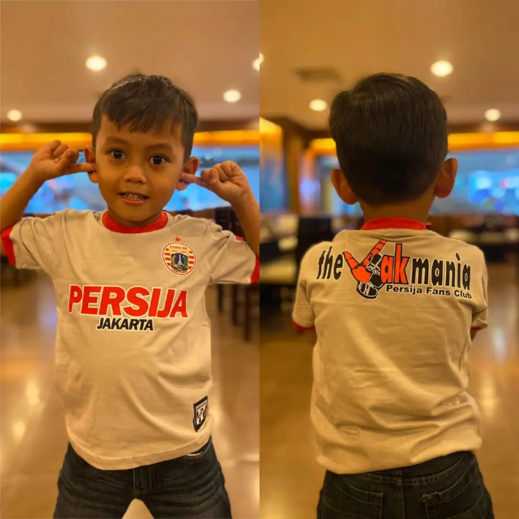 Kaos Persija Anak Kaos Jakmania Anak Persija Jakarta The Jakmania Ringer CREAM LIST HITAM PREMIUM