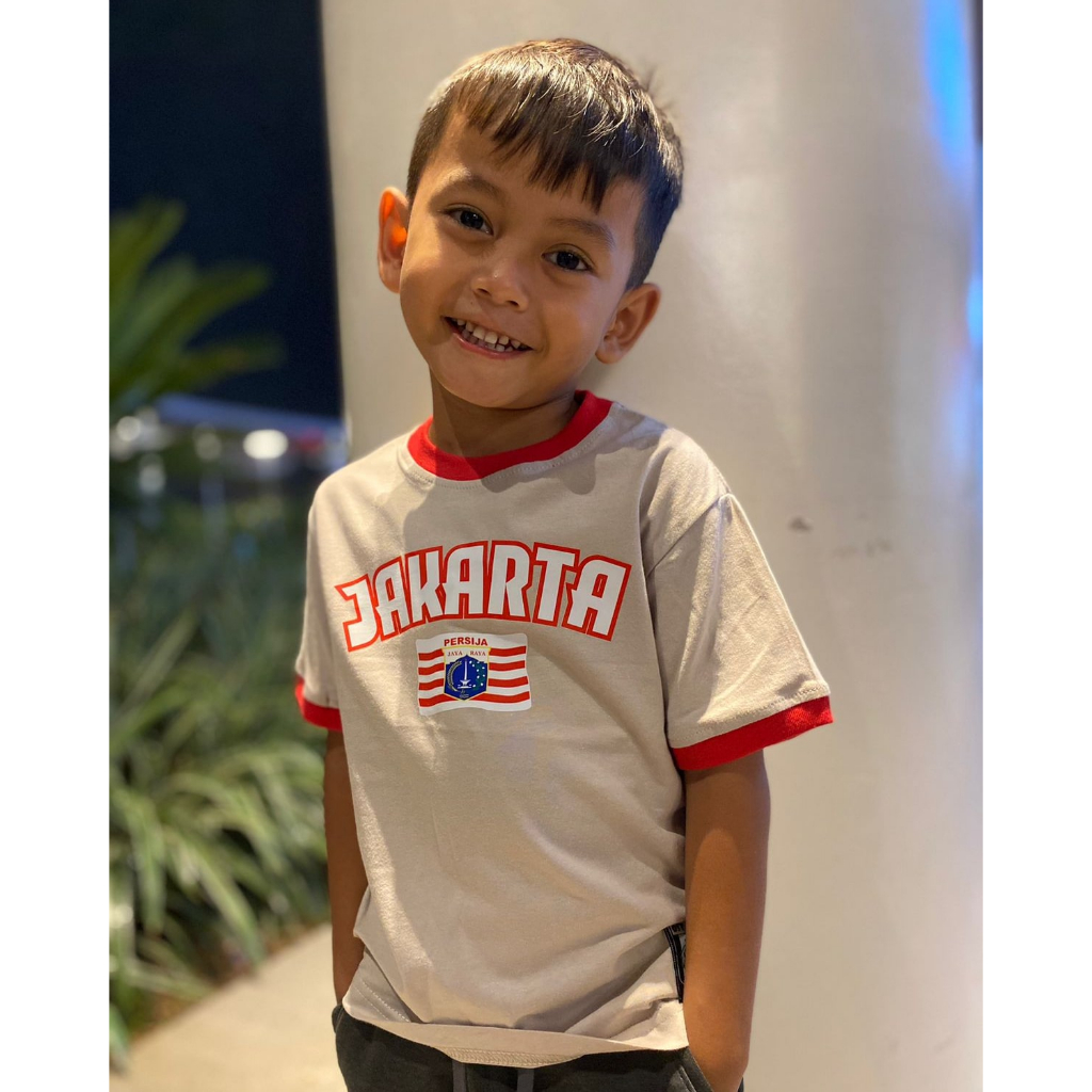 Kaos Persija Anak Kaos Jakmania Anak Persija Jakarta The Jakmania Ringer CREAM LIST MERAH