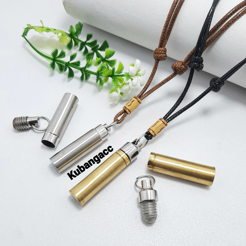 Kalung Tali Tabung Kalung Liontin Tabung Drat Kalung Pria Wanita Kalung Peluru Tabung