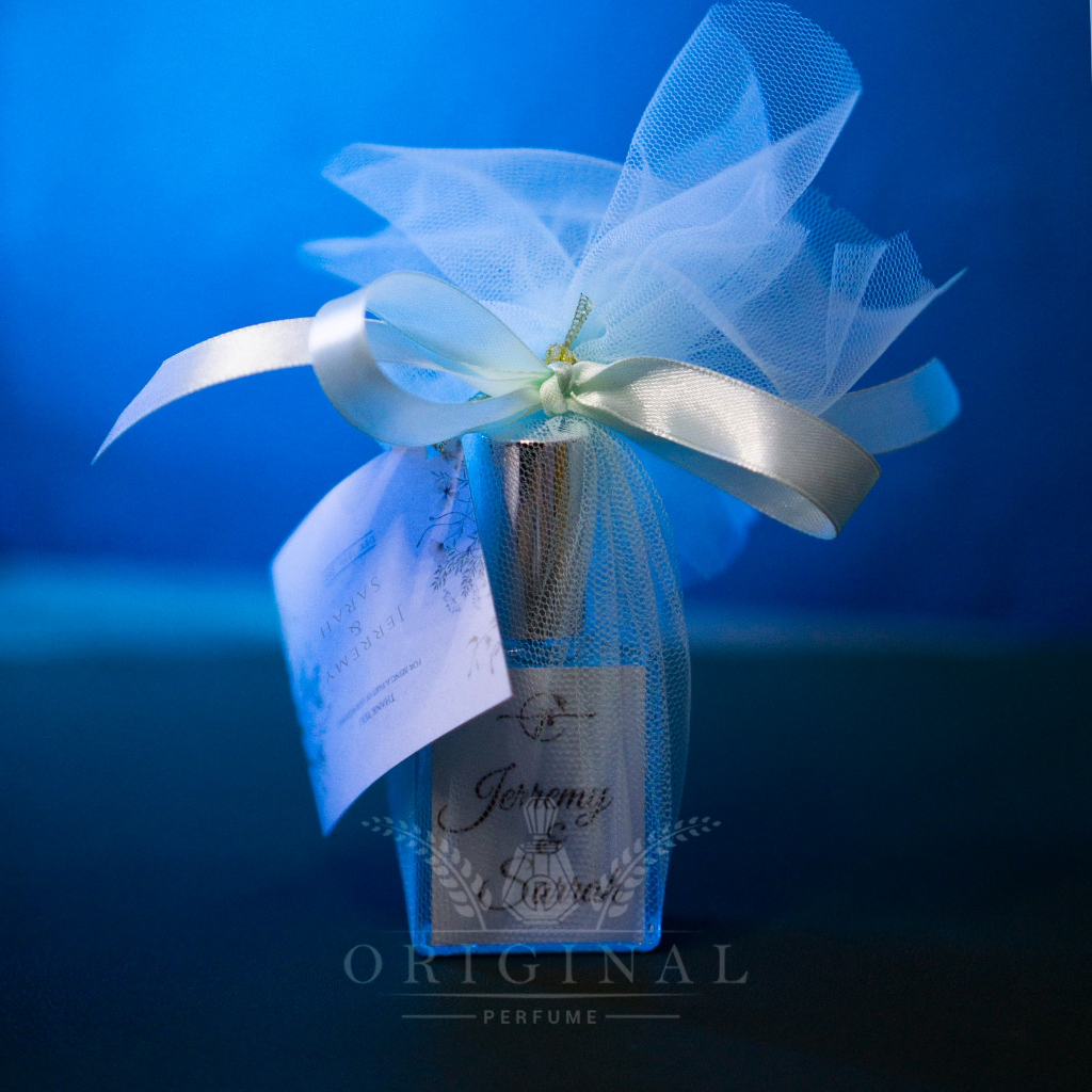 PARFUM SOUVENIR PERNIKAHAN ELEGAN MEWAH MURAH + KAIN TILE, PITA & UCAPAN