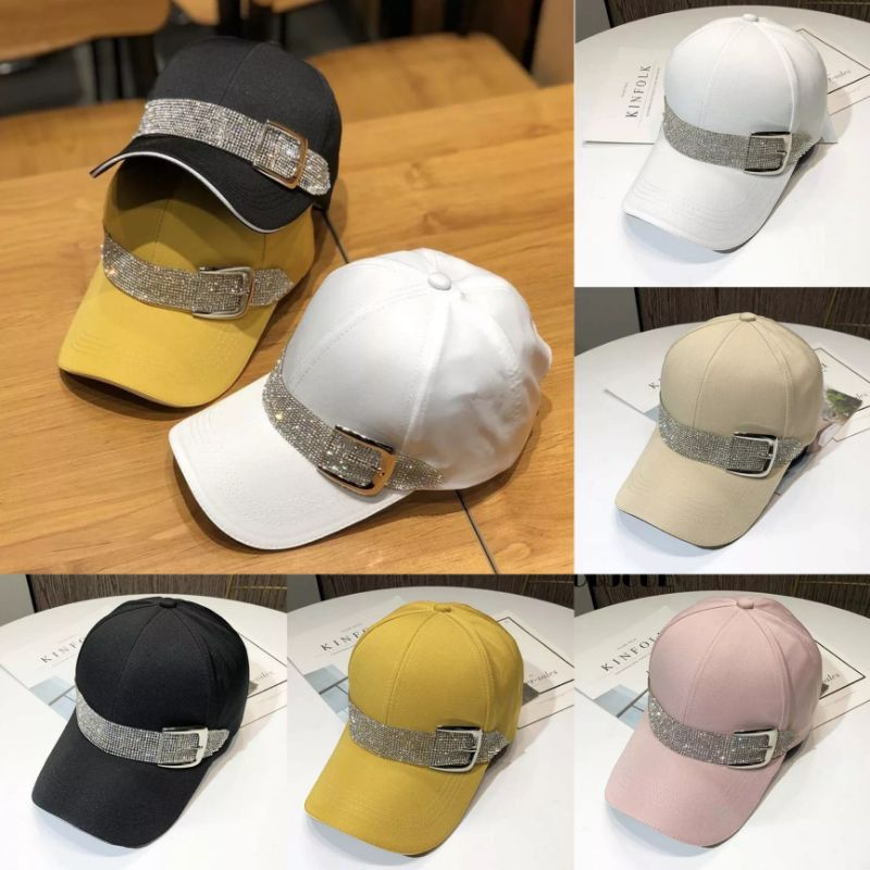 TOPI BASEBALL MOTIF SABUK IMPORT / TOPI WANITA IMPORT BELT BLING BLINK