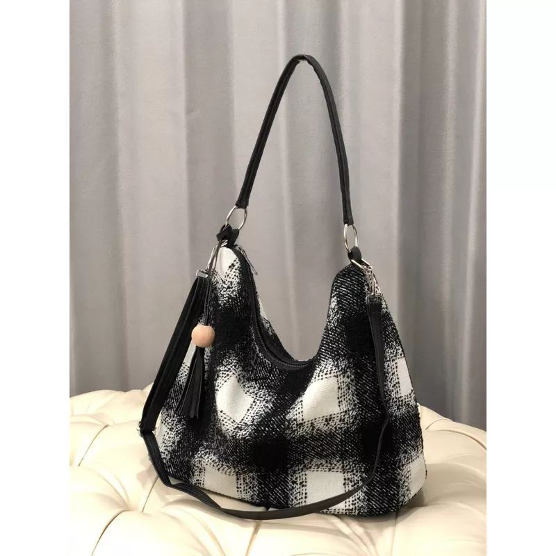 GOLDEN - Lodie Hobo tas kotak tas hitam putih tas kanvas wanita import tas kampus tas kuliah tas ker