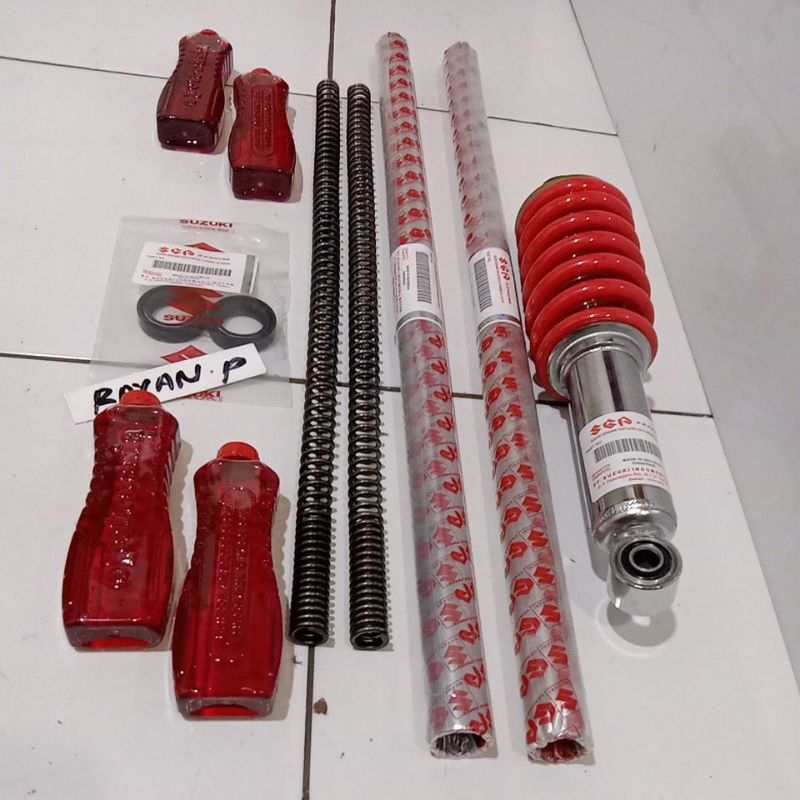 sok depan + belakang satria Fu 150 satria Fu 150 per+sil+sok+oli 4 botol