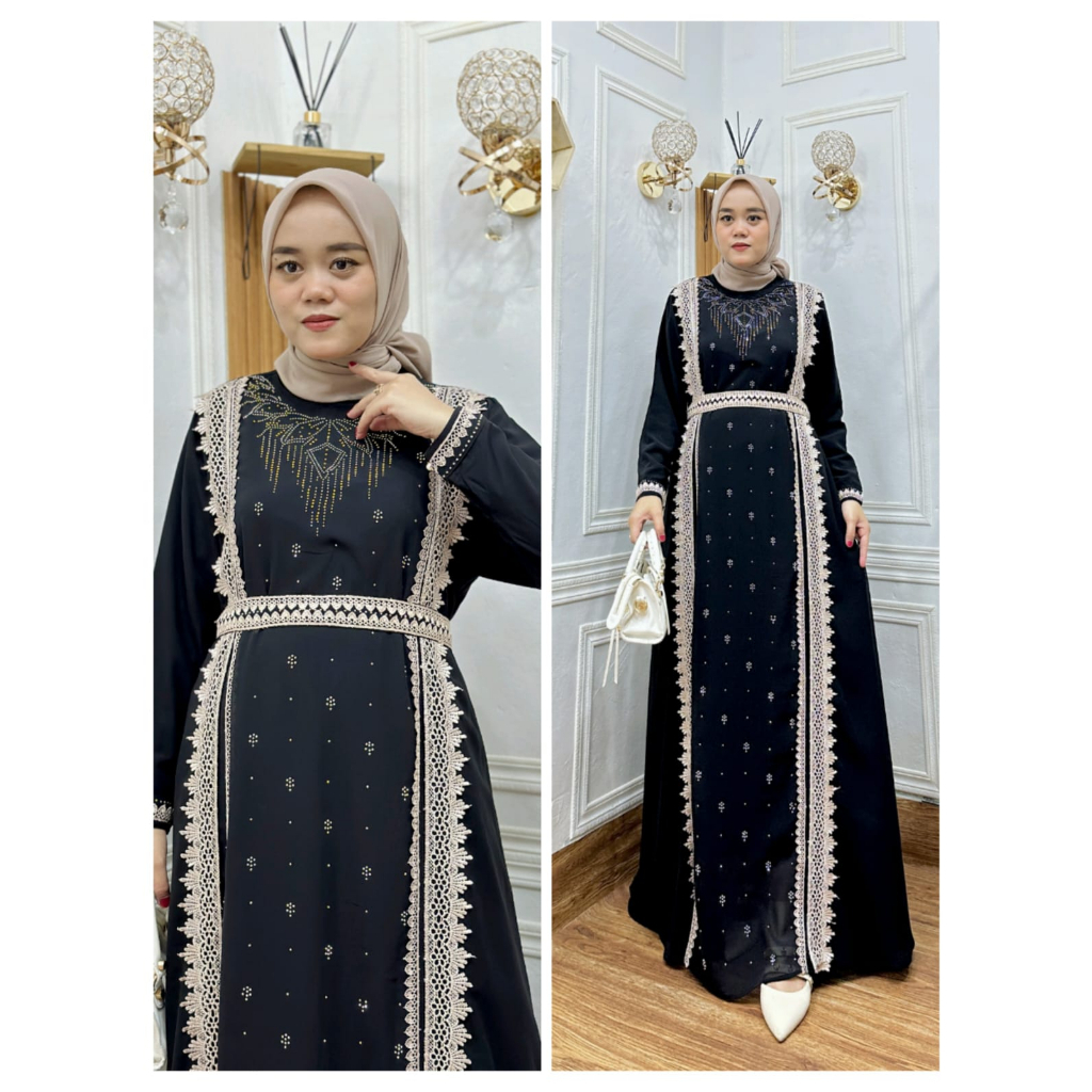 Qanita Dress Abaya || Arabian Gamis Terbaru || Gamis Cruty Payet