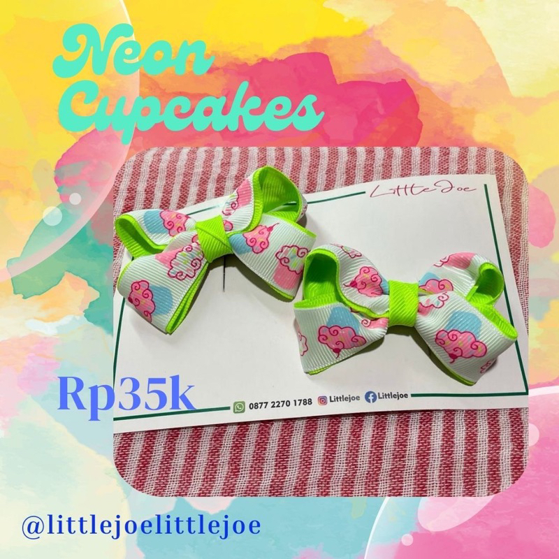 Jepit rambut pita Neon Cupcake