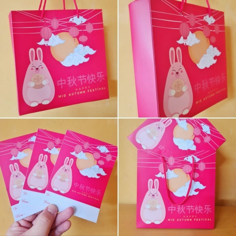 

Paperbag mooncake Fat Rabbit uk. 22x22x7 cm (1 pack isi 5)
