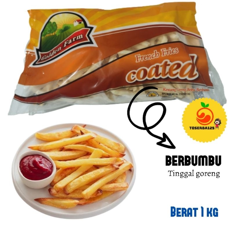 

Golden Farm french fries kentang shoestring cut coated (berbumbu) 1kg - TOSERBA125