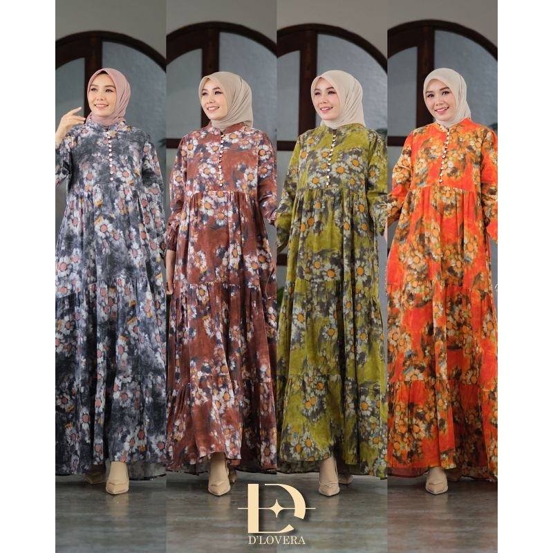 (23) DLOVERA DAISI DRESS Baju Dress Gamis Wanita Muslimah Pattern Cantik Daisy Dress by D'Lovera. Tz