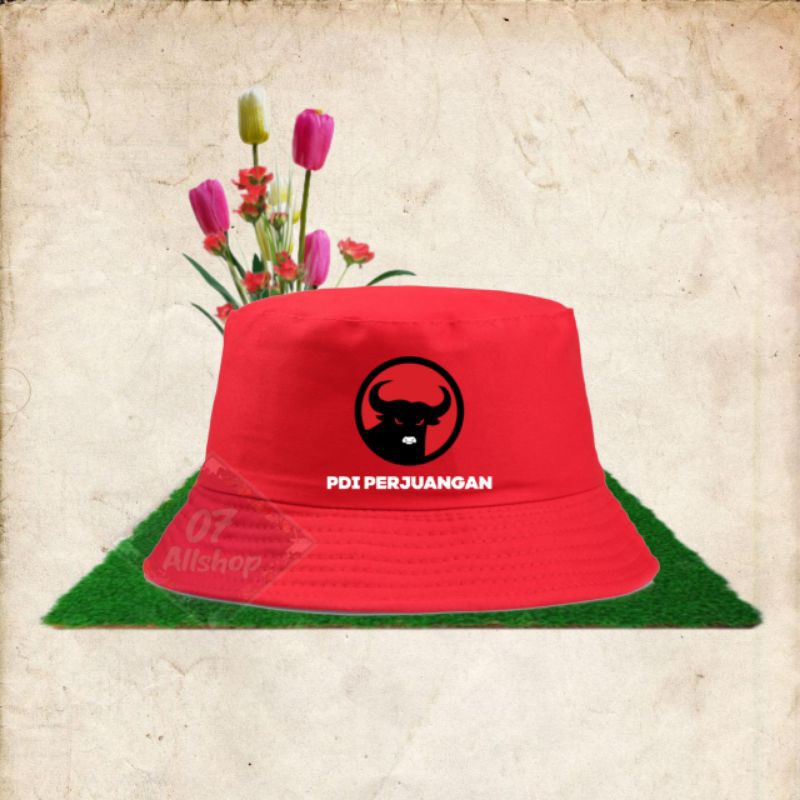 Topi Bucket Hat Pria Wanita Unisex Distro PARTAI PDI PERJUANGAN PDI  custom Indonesia