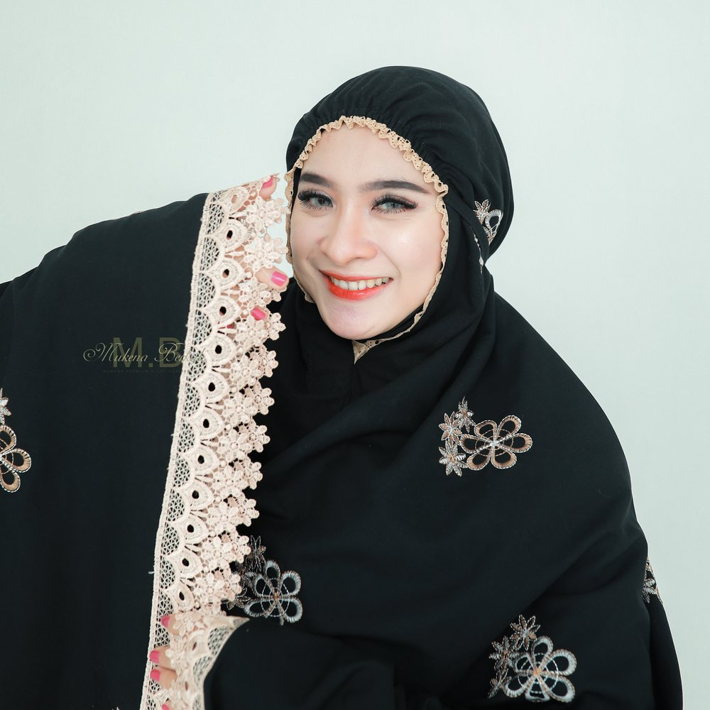 Mukena.berkah - Mukena Katun Bordir Bunga Seroja Twotone Renda Import