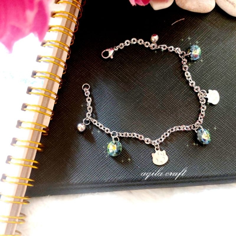 GELANG SWAROVSKI ORIGINAL GELANG TITANIUM NURI SINARAN MIX SWAROVSKI CIPIR ORIGINAL