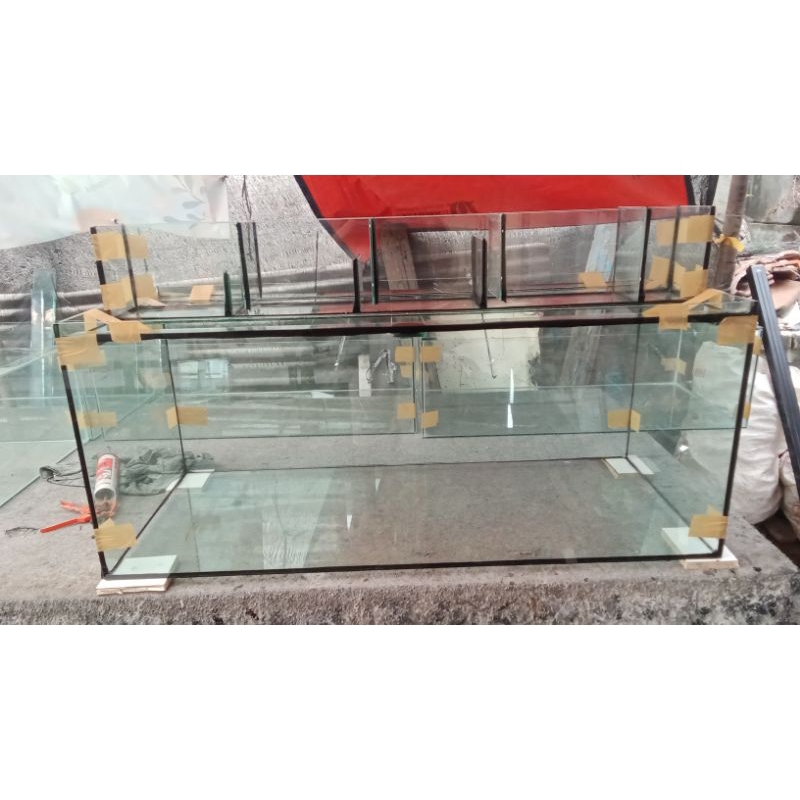 aquarium 120x50x50 +top filter 120x15x20 kaca asahimas