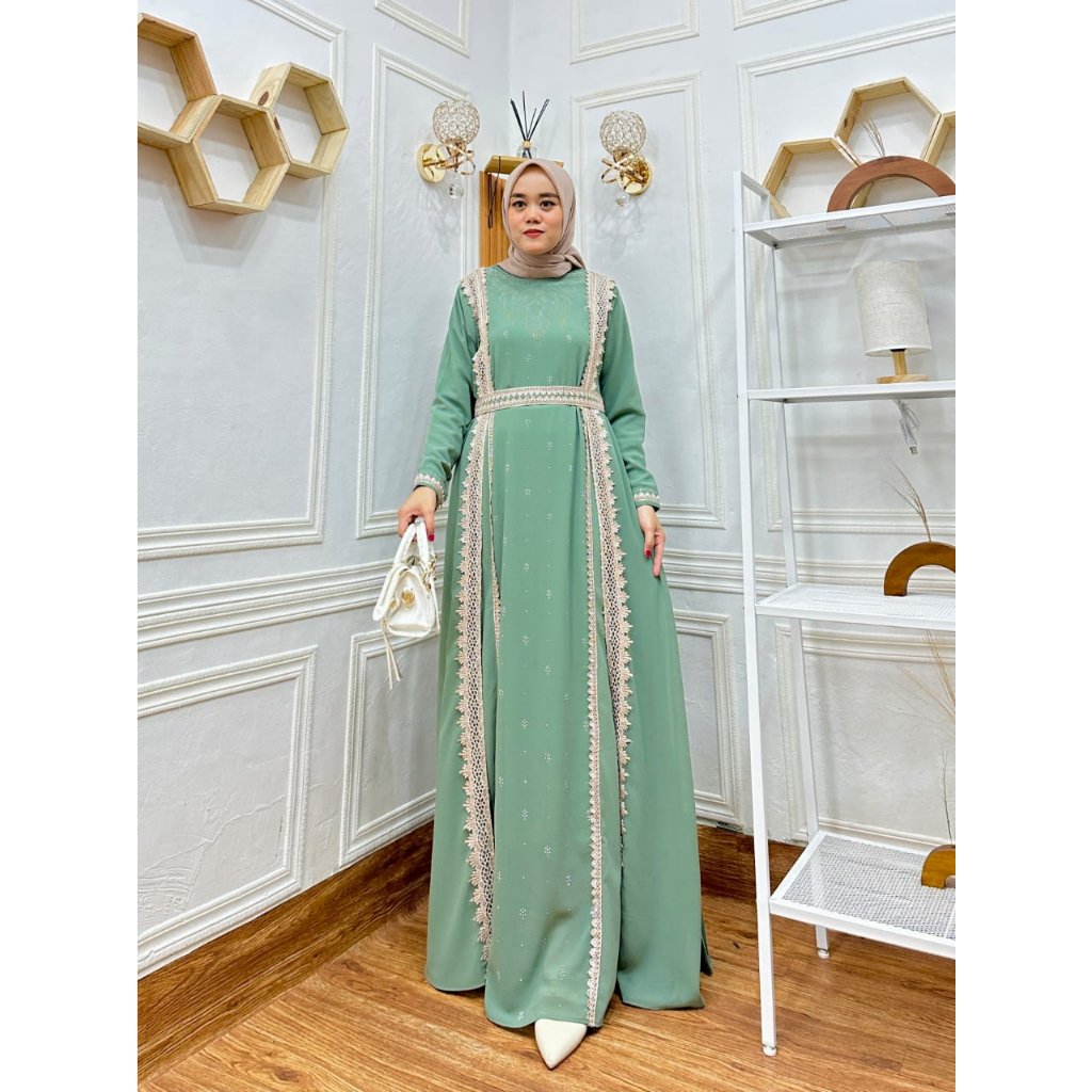 Dress Abaya Payet Swarovski Model Terbaru/ Fashion Muslimah Trendy/CERUTY BEBYDOL/ Gamis Modern/Gami