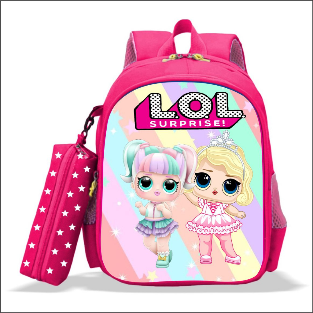PREMIUM  Tas Ransel Sekolah Anak Karakter DIsney LOL 2in1 / Tas Ransel Sekolah Anak Perempuan TK PAU