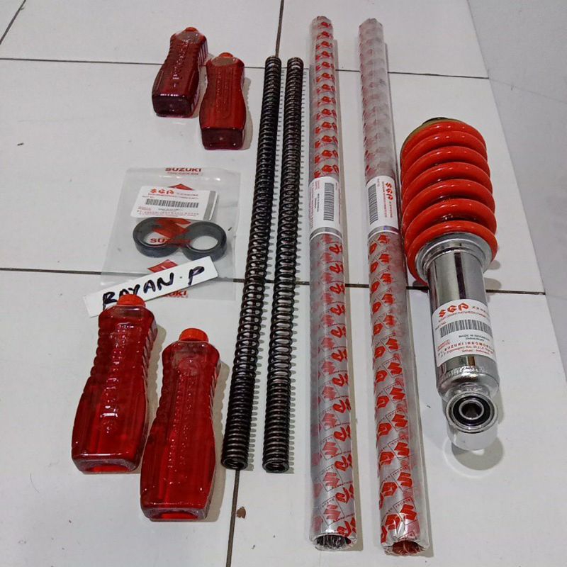 sok depan+ belakang satria fu150 satria fu150 per+sil+sok+oli 4 botol