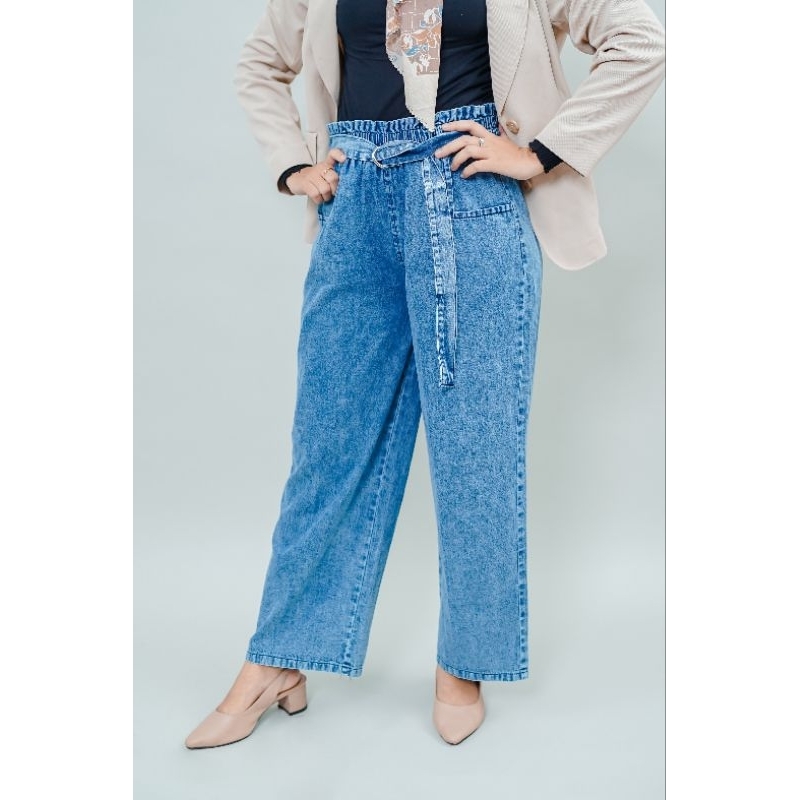 CELANA JEANS WANITA KULOT JEANS WANITA TALI PINGGANG TERLARIS