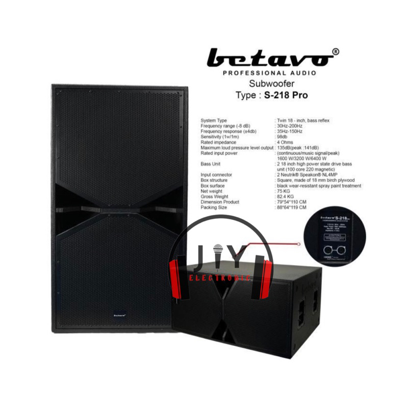Speaker Subwoofer Double 18” Twin 18 inch Betavo S-218 Pro S218 Pro S-218Pro