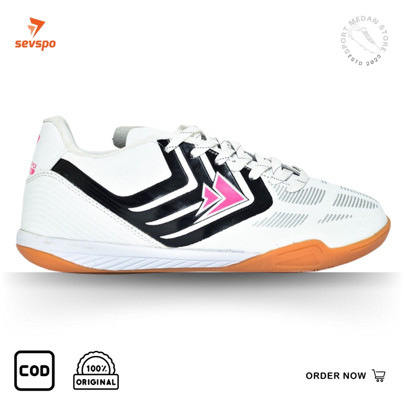 SEPATU FUTSAL SEVSPO TIKI TAK IN WHITE PINK ORIGINAL 100%