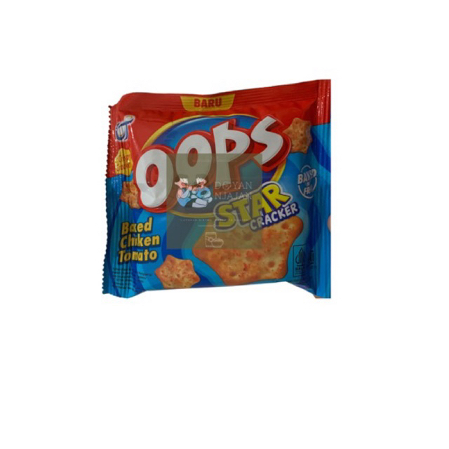 

OOPS STAR CRACKER / OOPS STAR CRACKER CHICKEN TOMATO RENCENG ISI 10 / OOPS STAR CRACKER CHICKEN 100GR