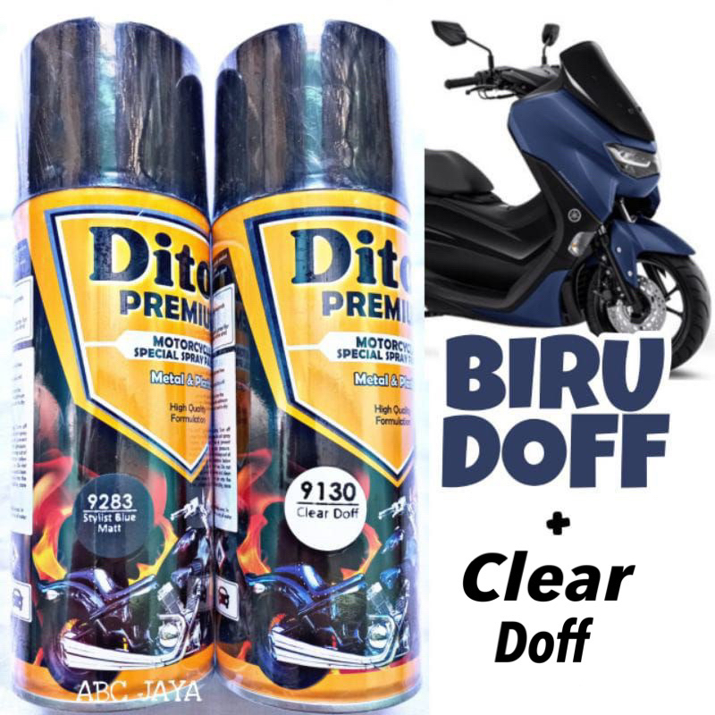 PAKET Diton Premium Stylist Blue Matt 9283 Biru Doff + Clear Dof | cat semprot spray mobil sepeda mo