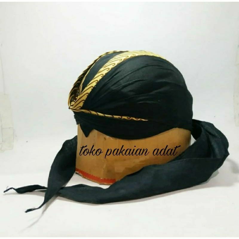 Blangkon Jogja Lipat Sliwir Motif Samurai Kuning (Ekor Hitam) || Blangkon Dewasa || Blangkon Jawa