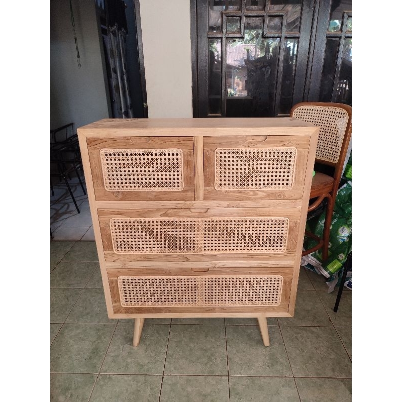 Lemari pajangan Cabinet Drawer laci 4 kayu jati
