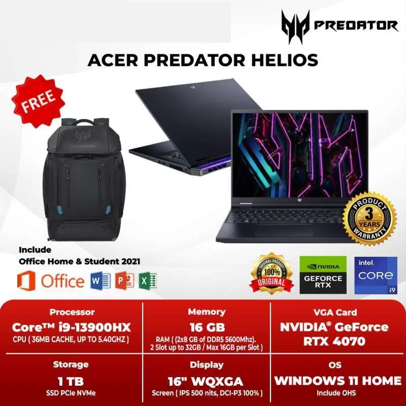 Acer Helios 16 PH16 71 99ZW Core i9 13900HX 16G SSD 1TB RTX4070 8G Win11 OHS