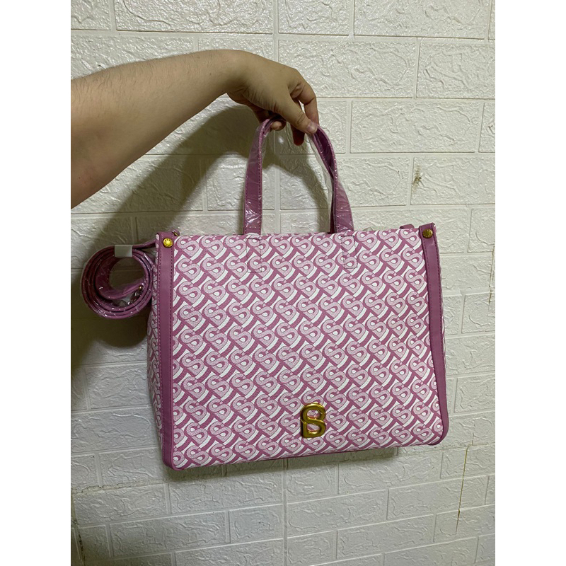 as is totebag bimu pink buttonscarves