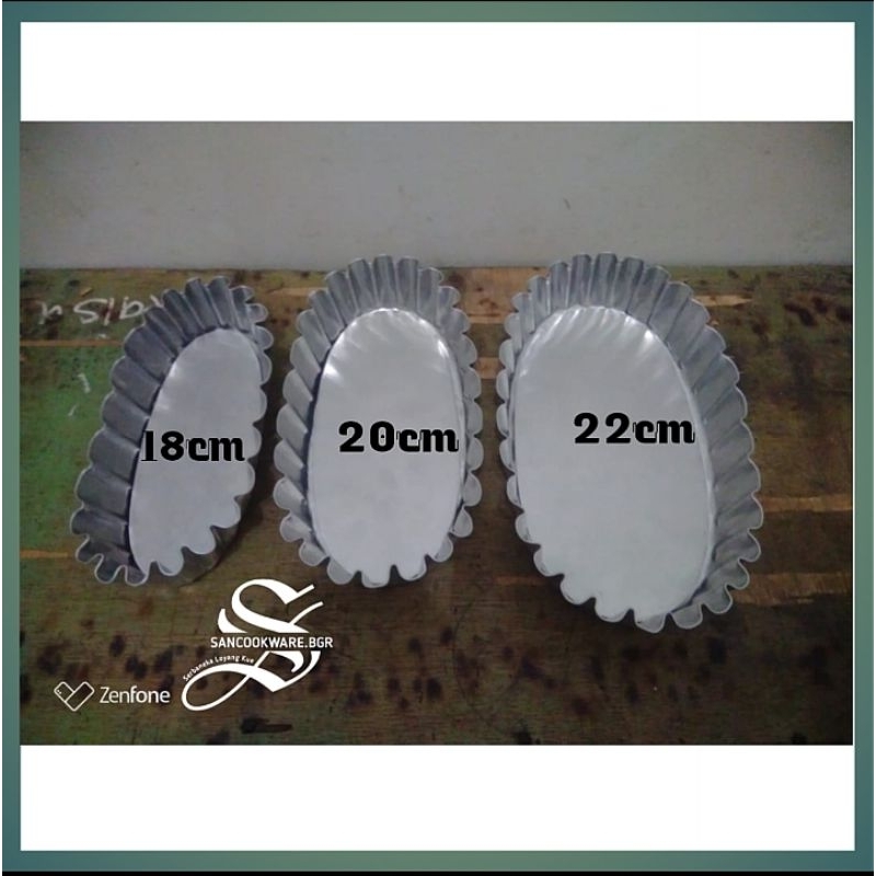 Cetakan Kue Pai Susu Oval Bongkar Pasang/ Loyang Kue Pie Oval bongkar pasang/ Pie Sus Oval Aluminium
