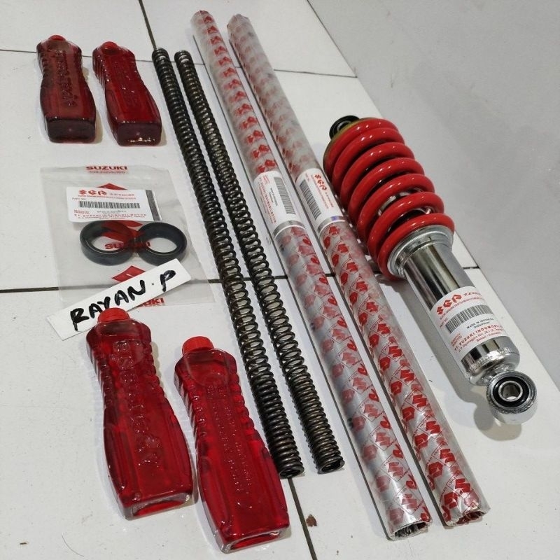 sok depan + belakang satria fu150 satri fu150 per+sil+oli 4 botol