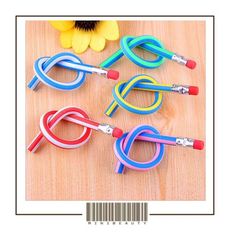 

pensil flexsible lentur pensil dengan penghapus gulung unik lucu