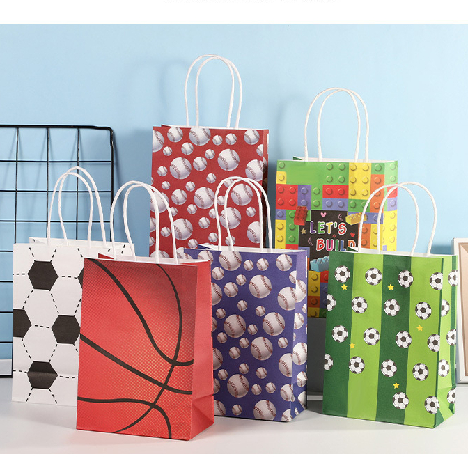 

Paperbag SPORT goodie bag ultah anak cute / tempat snack hadiah 15x8x21cm