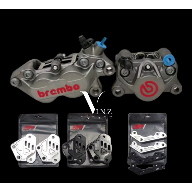 Kaliper Brembo Xmax Depan Belakang Set Braket SR1 Kaliper 4 Piston Xmax Brembo Original Depan Belaka