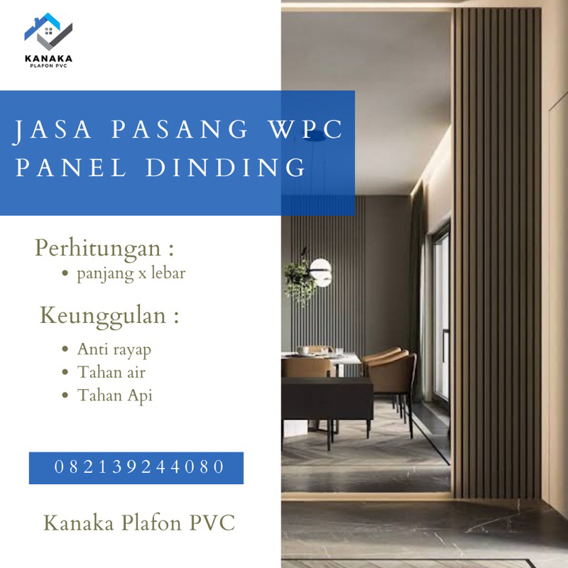 JASA PASANG WPC / PANEL DINDING / WOOD PANEL WPC / BACK DROP WPC / KANAKA PLAFON PVC