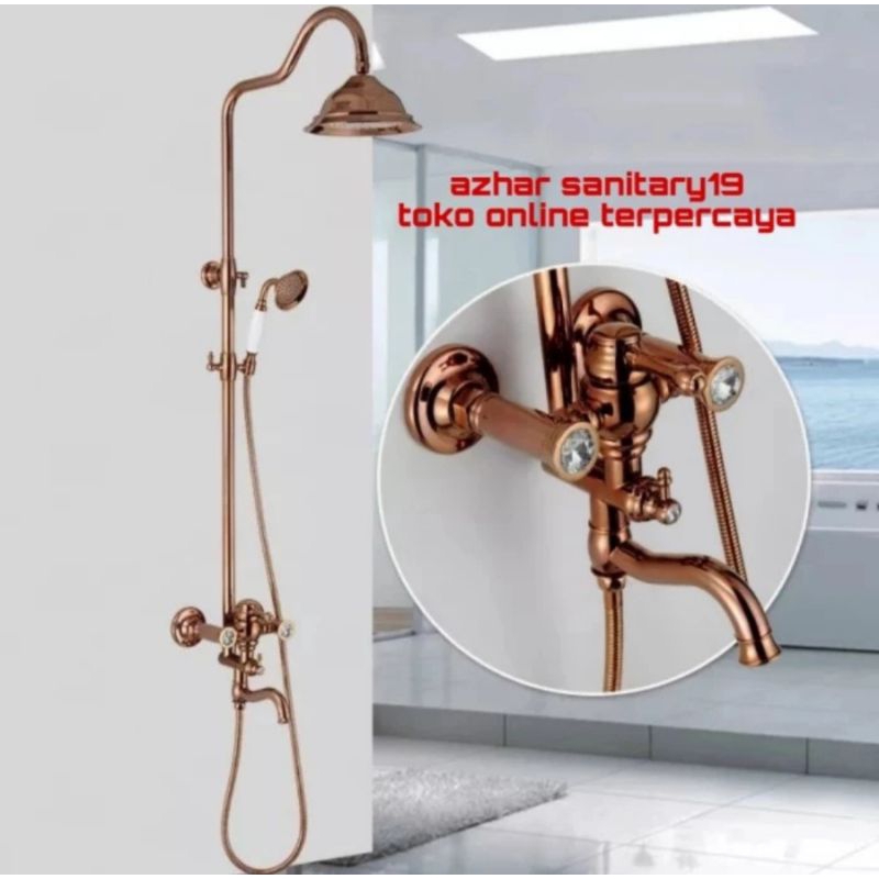 shower tiang coulumn ROSE GOLD / shower set clasick rain shower