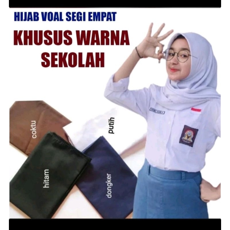 kerudung sekolah segi 4 voal paris premium