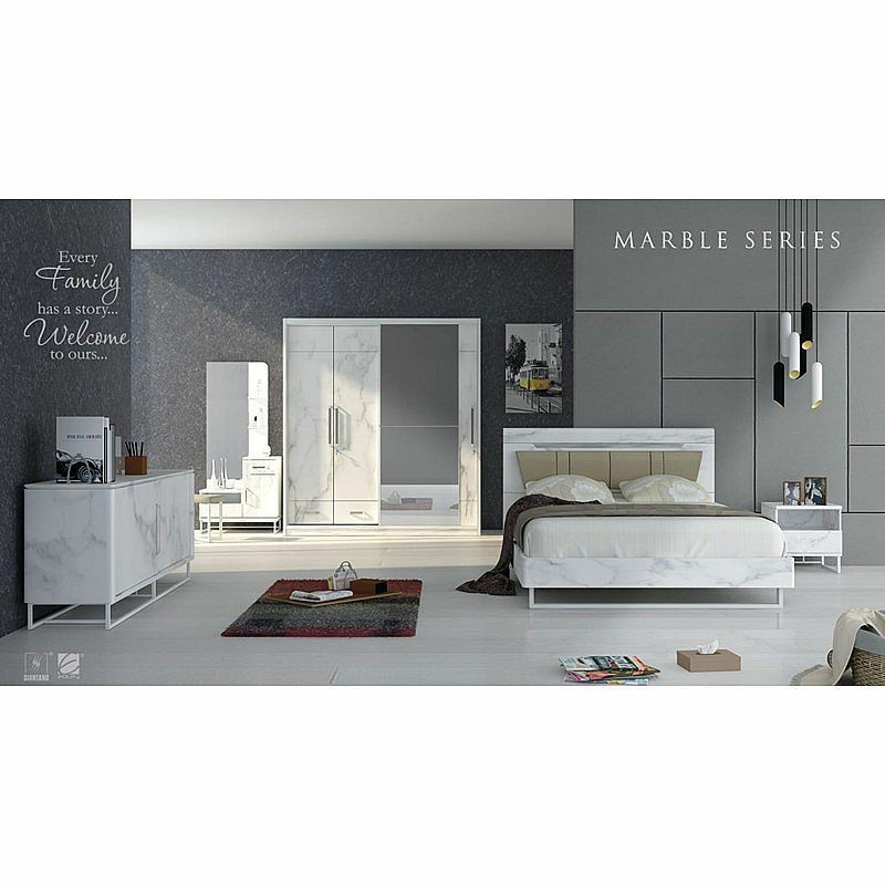 PAKET KAMAR TIDUR SET KAMAR MINIMALIS SIANTANO KAMAR SET MARBLE 160/180